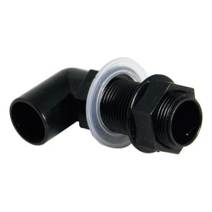 FloPlast Overflow 21.5mm Bent Tank Connector (Black)