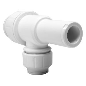 JG Speedfit Plastic Push-Fit Stem Tee 22mm x 22mm x 15mm (White)