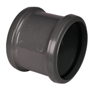 FloPlast 110mm Ring Seal Soil Socket Pipe Coupling Double (Anthracite Grey)