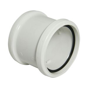 FloPlast 110mm Ring Seal Soil Socket Pipe Coupling Double (White)