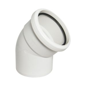 FloPlast 110mm Ring Seal Soil Bend 135° (45°) (Socket/Spigot) (White)