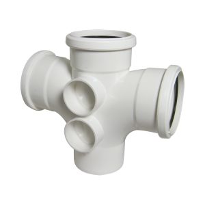 FloPlast 110mm Ring Seal Soil Double Branch 92½° (87½°) (White)