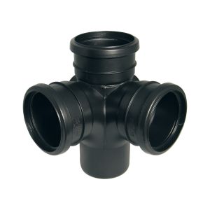 FloPlast 110mm Ring Seal Soil Corner Branch 92½° (87½°) (Black)