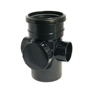 FloPlast 110mm Ring Seal Soil  Access Pipe Socket/Solvent Socket (Black)