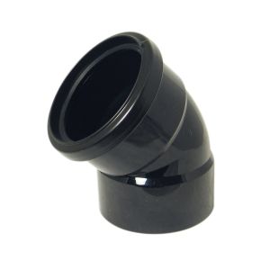 FloPlast 110mm Ring Seal Soil Offset Bend 135° (45°) Ring Seal Top/Solvent Bottom (Black)