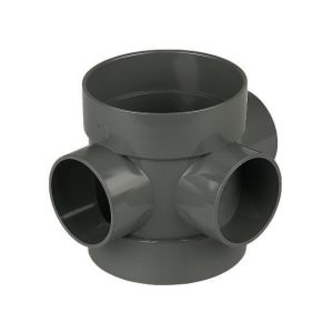 FloPlast 110mm Ring Seal Soil Boss Pipe Short (Anthracite Grey)