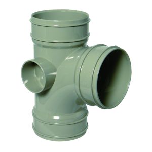 FloPlast 110mm Solvent Soil Branch 92½° (87½°) (Triple Socket) (Olive Grey)