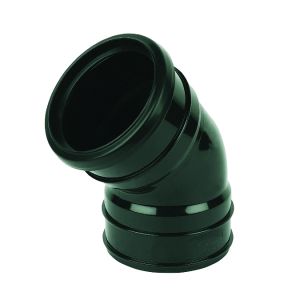 FloPlast 110mm Solvent Soil Offset Bend 135° (45°) Ring Seal Top/Solvent Bottom (Black)