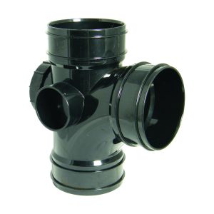 FloPlast 110mm Solvent Soil Access Branch 92½° (87½°) (Triple Socket) (Black)