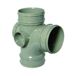 FloPlast 110mm Solvent Soil Access Branch 92½° (87½°) (Triple Socket) (Olive Grey)