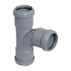 FloPlast Push-Fit Waste Tee 40mm (Grey)